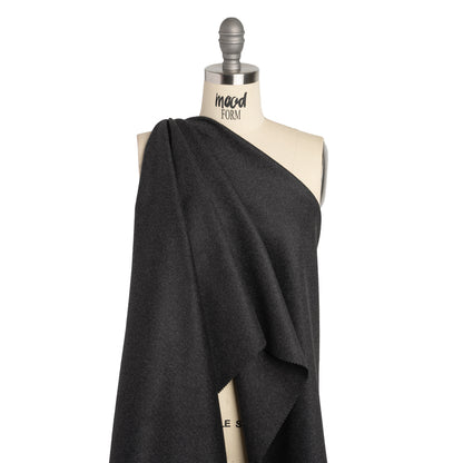 Heavy Brushed Wool Blend Twill Coating - Charcoal