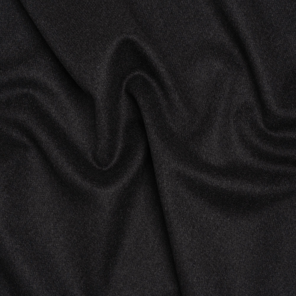 Heavy Brushed Wool Blend Twill Coating - Charcoal