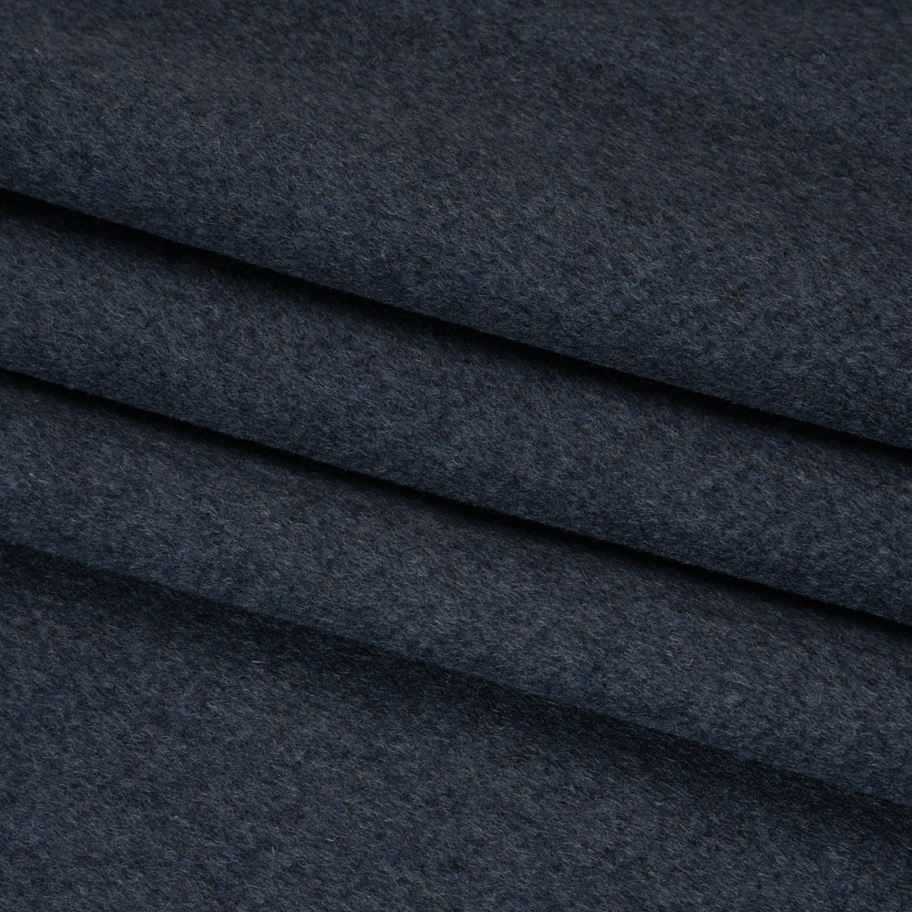 Heavy Brushed Wool Blend Twill Coating - Melange Blue
