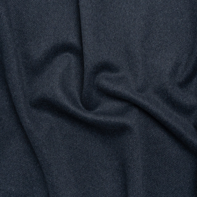 Heavy Brushed Wool Blend Twill Coating - Melange Blue