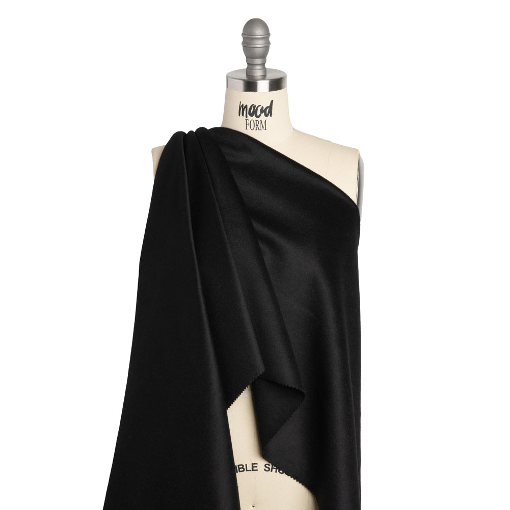 Brushed Wool Blend Coating - Black - Emery Collection