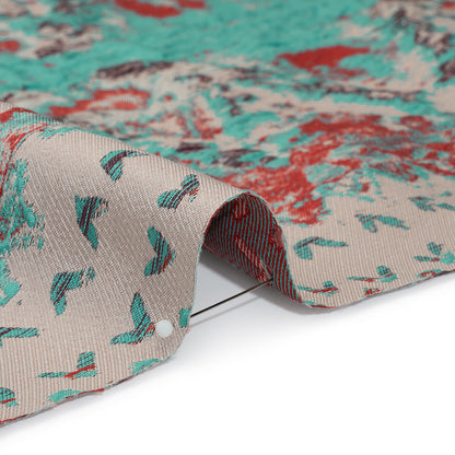 Metallic Luxury Brocade - Red, Turquoise and Cream Rorschach Stripes