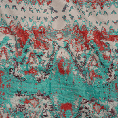 Metallic Luxury Brocade - Red, Turquoise and Cream Rorschach Stripes