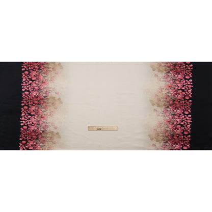 Silk Charmeuse 19mm - Pink, Black and Cream Floral Field Border