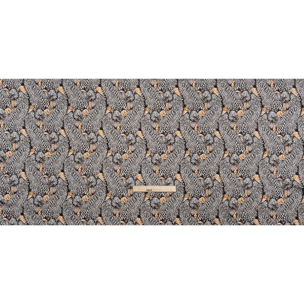 Silk Charmeuse 19mm - White, Black and Beige Snow Leopards - Full