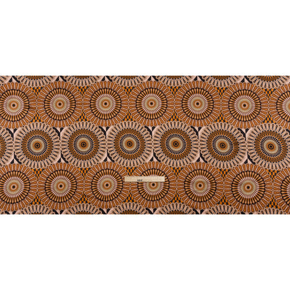 Silk Charmeuse 19mm - Tan, Nude and Black Retro Medallions