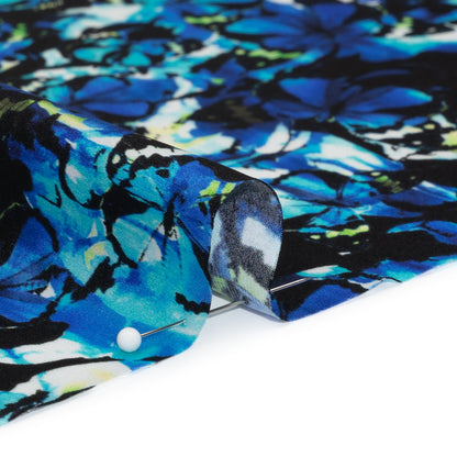 Silk Charmeuse 19mm - Bright Blue, Aqua and Lime Green Little Butterflies and Flowers