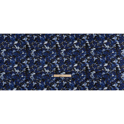 Silk Charmeuse 19mm - Navy Blue, Black and Gold Little Butterflies and Flowers