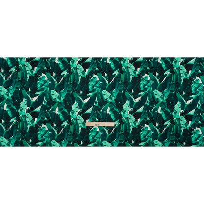 Silk Charmeuse 19mm - Dark Teal and Mint Green Tropical Leaves