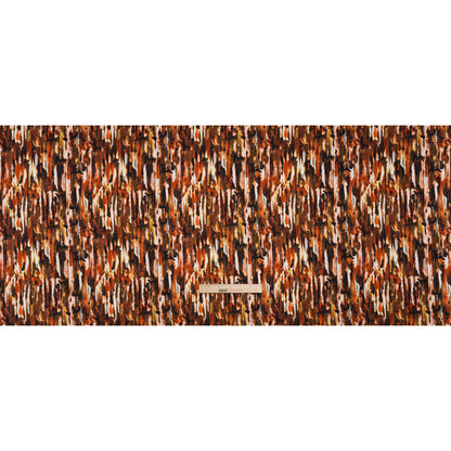 Silk Charmeuse 19mm - Brown, Red Orange and Yellow Ochre Painterly Striations
