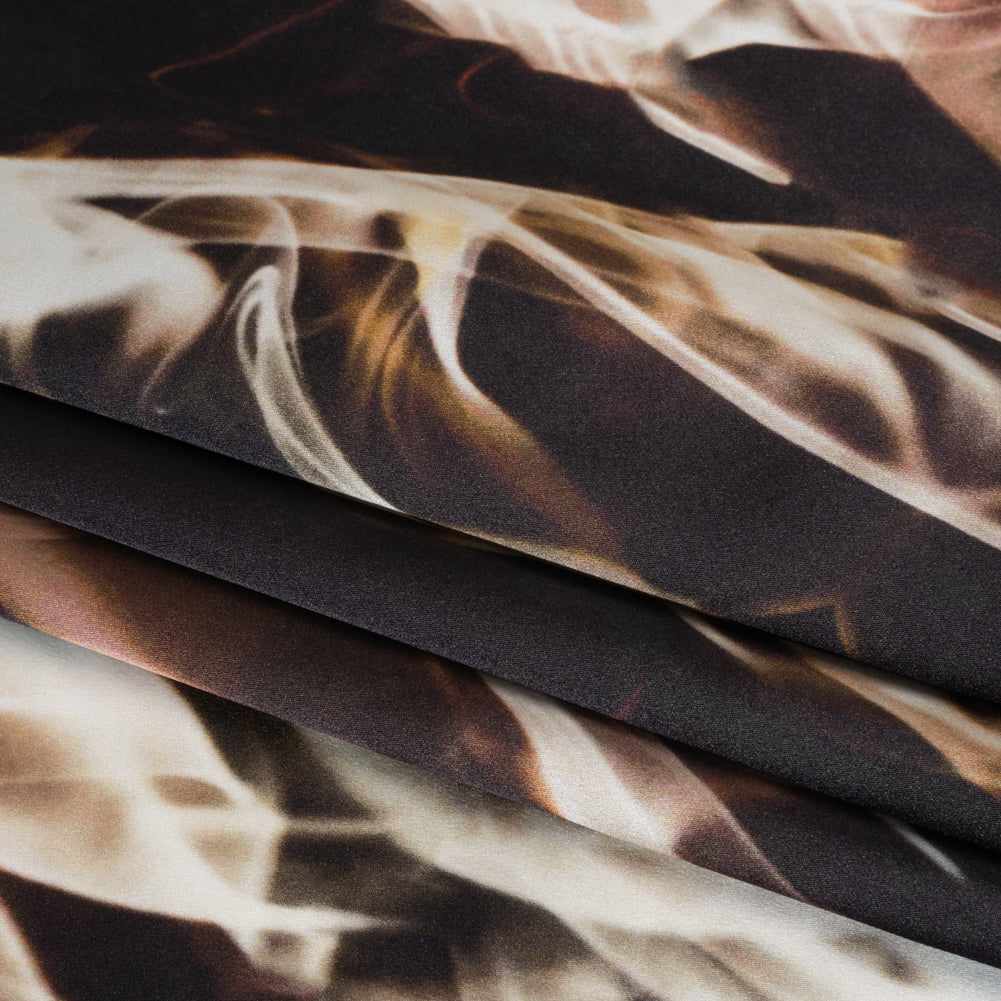 Silk Charmeuse 19mm - Black, Beige and White Smoke Streams