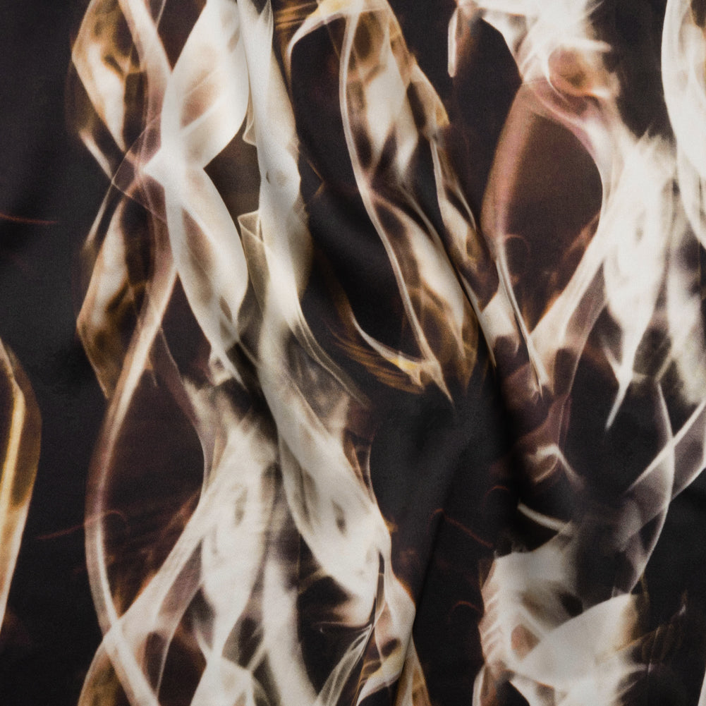 Silk Charmeuse 19mm - Black, Beige and White Smoke Streams