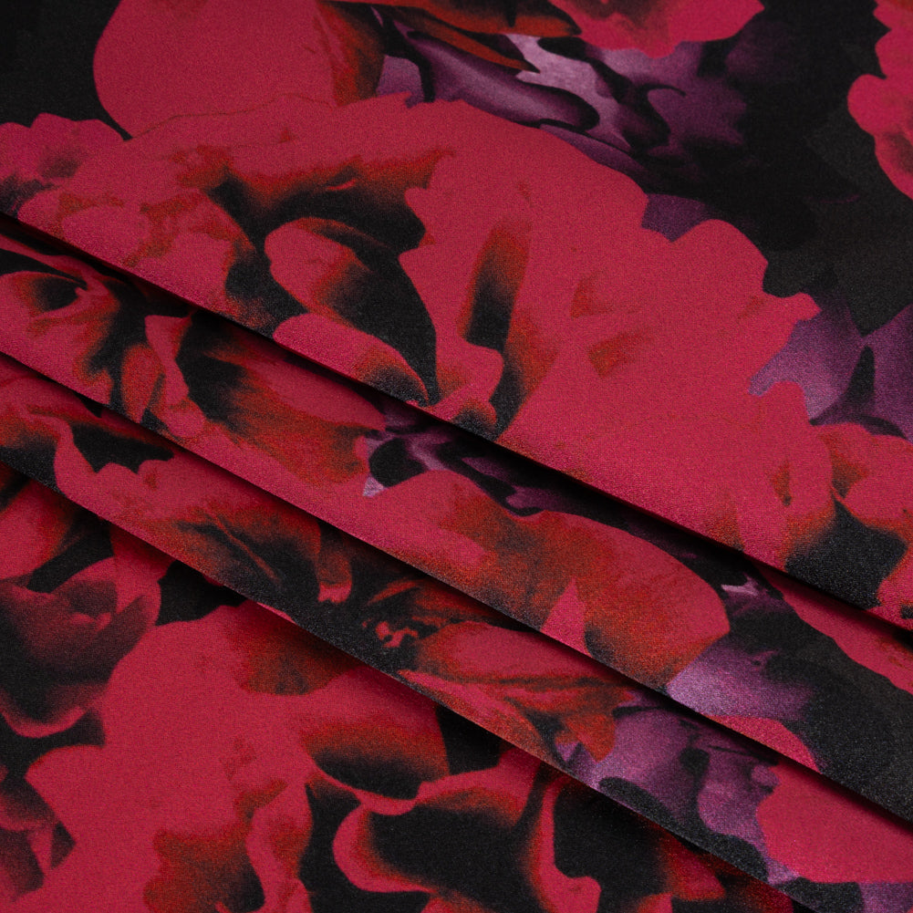 Silk Charmeuse 19mm - Red and Purple Roses - Folded