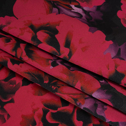 Silk Charmeuse 19mm - Red and Purple Roses