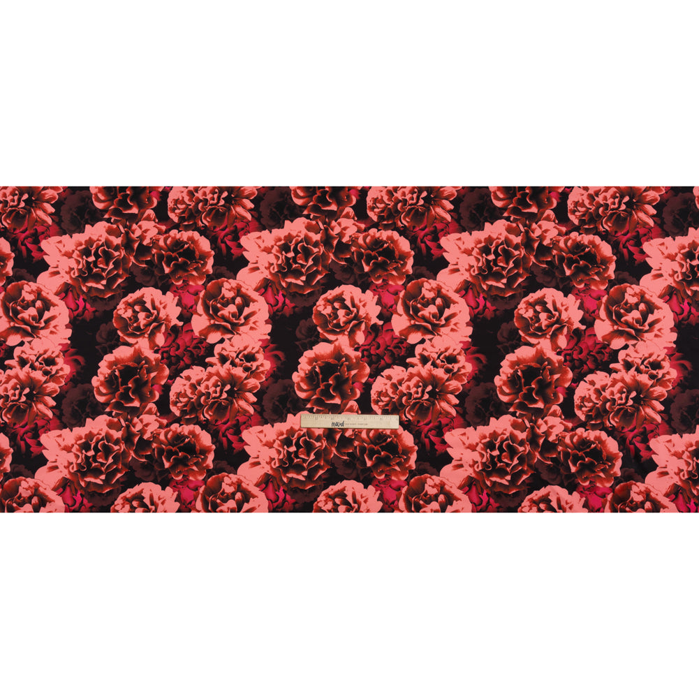 Silk Charmeuse 19mm - Rust and Coral Pink Roses - Full