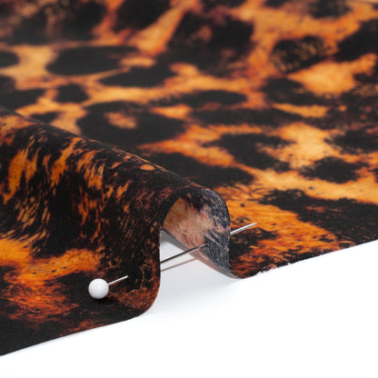 Silk Charmeuse Print - Golden Orange and Black Animal Spots - Made in Italy
