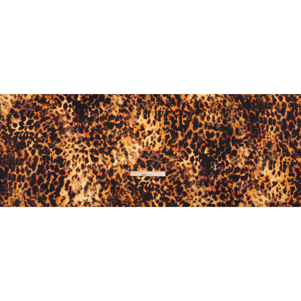 Silk Charmeuse Print - Golden Orange and Black Animal Spots - Made in Italy - Full