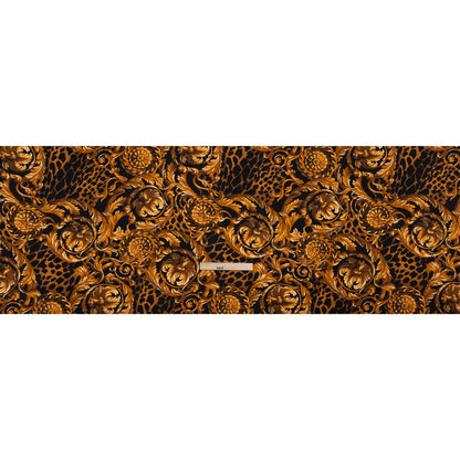 Silk Charmeuse Print - Black and Gold Floral Ornaments and Animal Spots - Made in Italy