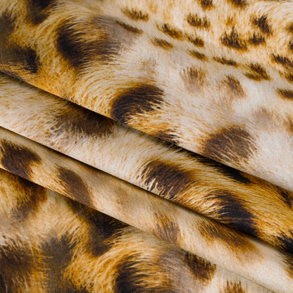 Silk Charmeuse Print - Beige and Black Leopard Fur - Made in Italy