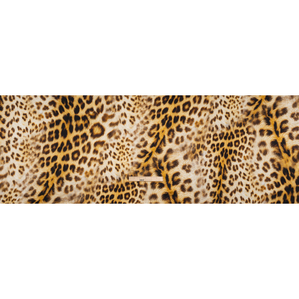 Silk Charmeuse Print - Beige and Black Leopard Fur - Made in Italy