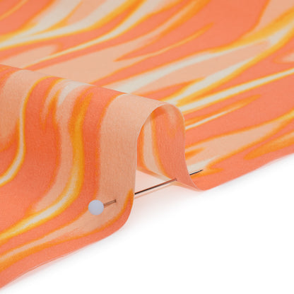 Stretch Nylon Crepe Print - Mango Orange and Peach Pink Abstract - Deadstock