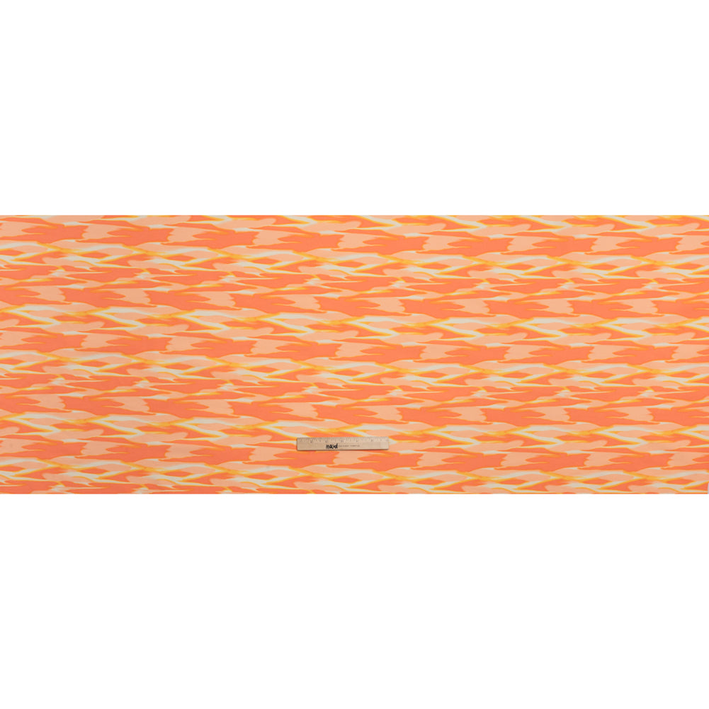 Stretch Nylon Crepe Print - Mango Orange and Peach Pink Abstract - Deadstock - Full