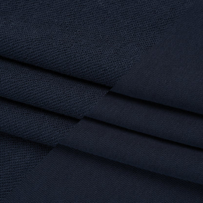 Cotton and Recycled Polyester French Terry - Navy Blue - Deadstock