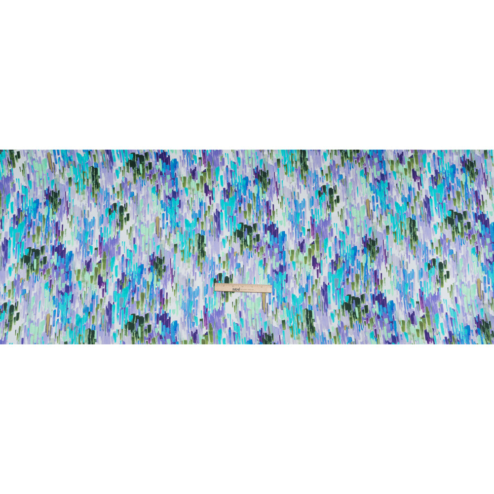 Silk Charmeuse Print 16MM, Made in Italy - Lavender, Blue and Green Painted Striations - Full