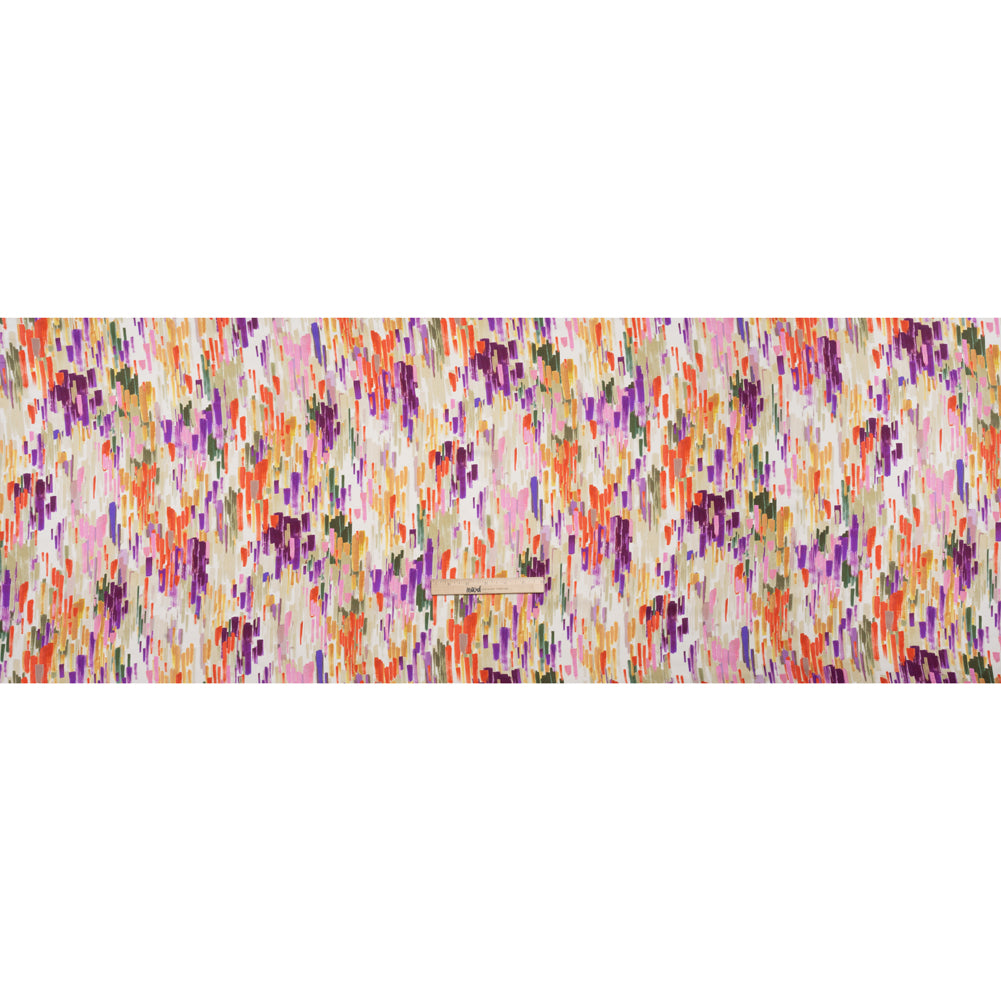 Silk Charmeuse Print 16MM, Made in Italy - Plum Purple, Forest Green and Scarlet Painted Striations