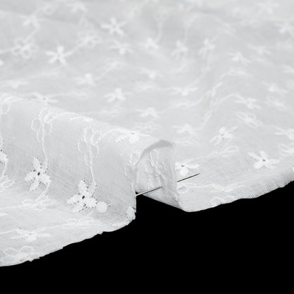 Embroidered Eyelet Cotton Voile - White Daisy Chains - Naomi Collection