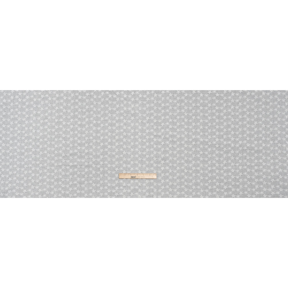 Embroidered Eyelet Cotton Voile - White Daisy Chains - Naomi Collection