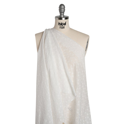 Embroidered Eyelet Cotton Voile - White Daisy Chains - Naomi Collection