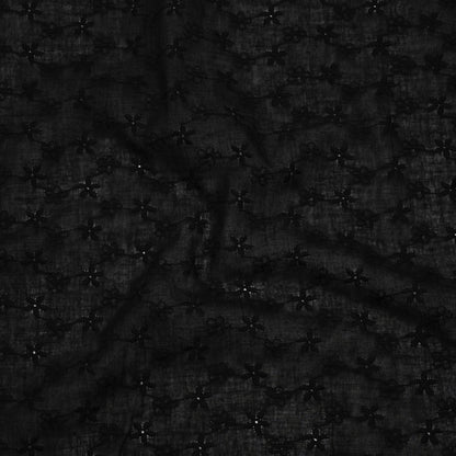 Embroidered Eyelet Cotton Voile - Black Daisy Chains - Naomi Collection