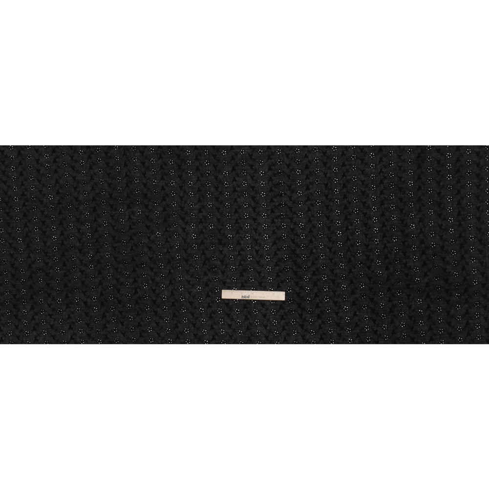 Embroidered Eyelet Cotton Voile - Black Flower Vine - Naomi Collection - Full