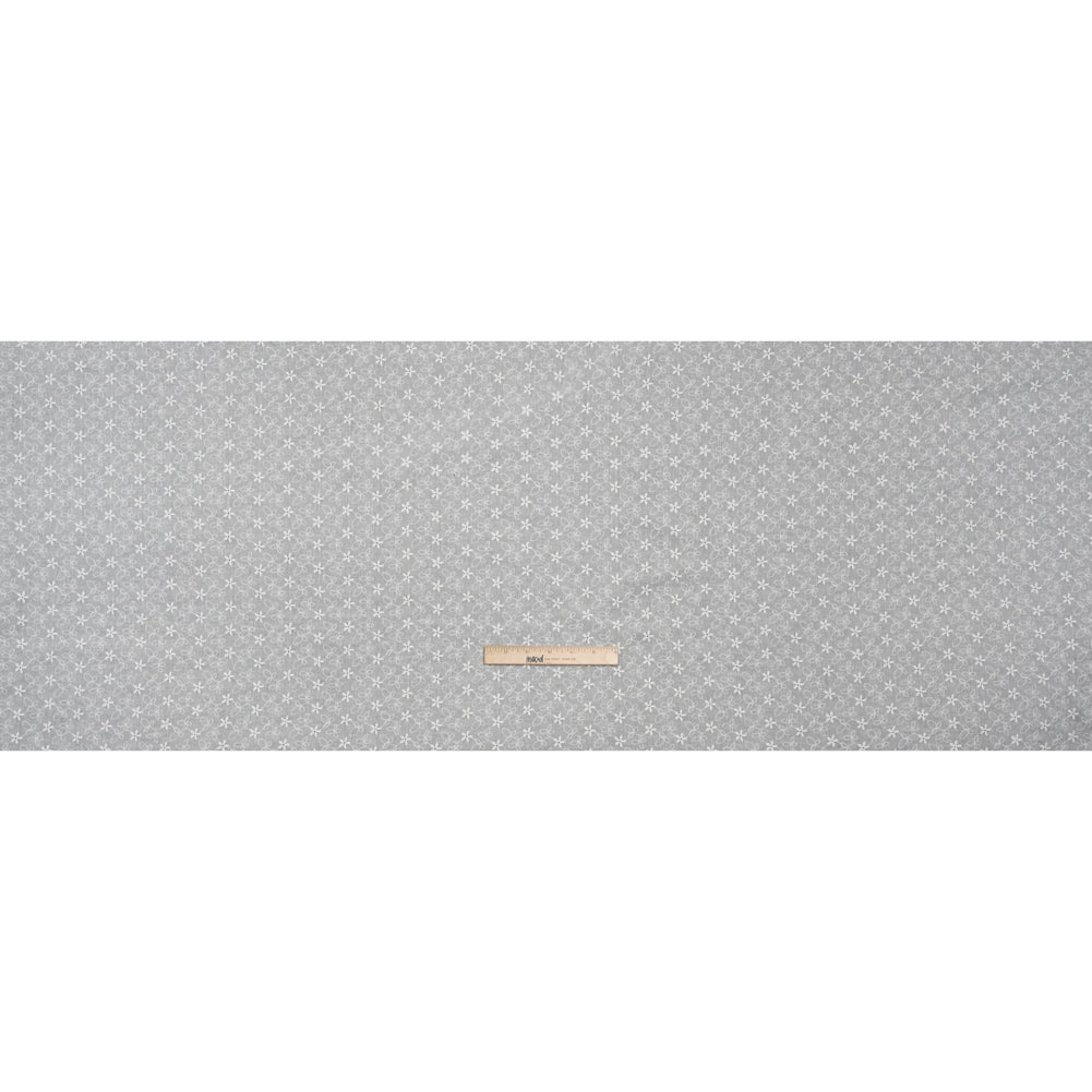 Embroidered Eyelet Cotton Voile - White Daisies and Leaves - Naomi Collection