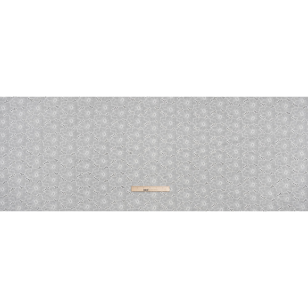 Embroidered Eyelet Cotton Voile - White Cloud Flowers - Naomi Collection