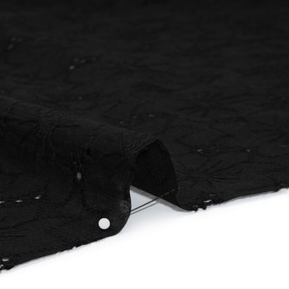 Embroidered Eyelet Cotton Voile - Black Cloud Flowers - Naomi Collection