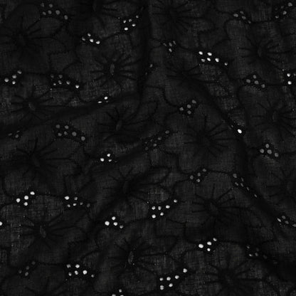 Embroidered Eyelet Cotton Voile - Black Cloud Flowers - Naomi Collection