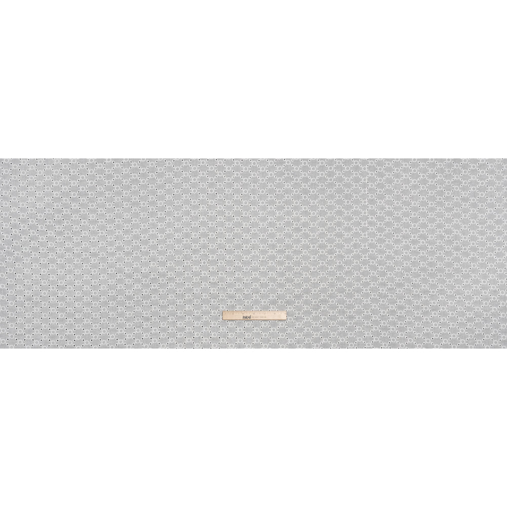 Embroidered Eyelet Cotton Voile - White Rings and Lattices - Naomi Collection