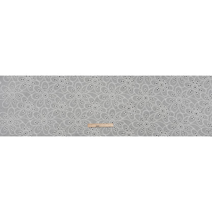 Embroidered Eyelet Cotton Voile - White Big Flowers - Naomi Collection