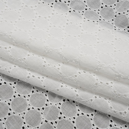 Embroidered Eyelet Cotton Voile - White Circles of Circles - Naomi Collection