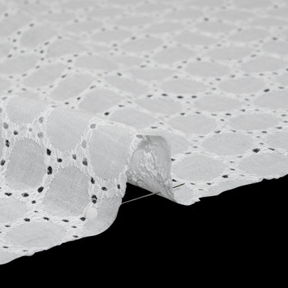 Embroidered Eyelet Cotton Voile - White Circles of Circles - Naomi Collection