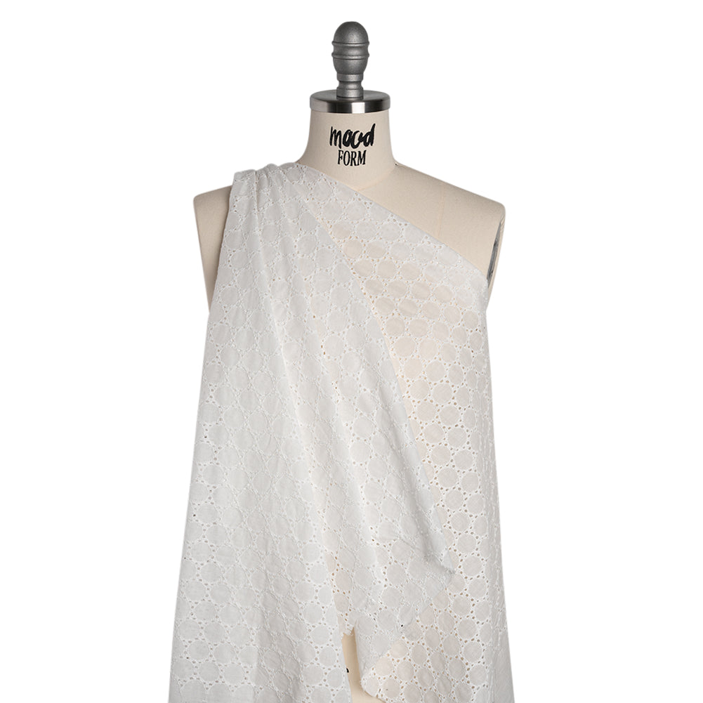 Embroidered Eyelet Cotton Voile - White Circles of Circles - Naomi Collection
