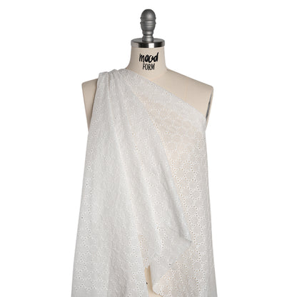 Embroidered Eyelet Cotton Voile - White Circles of Circles - Naomi Collection