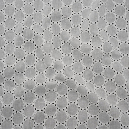 Embroidered Eyelet Cotton Voile - White Circles of Circles - Naomi Collection