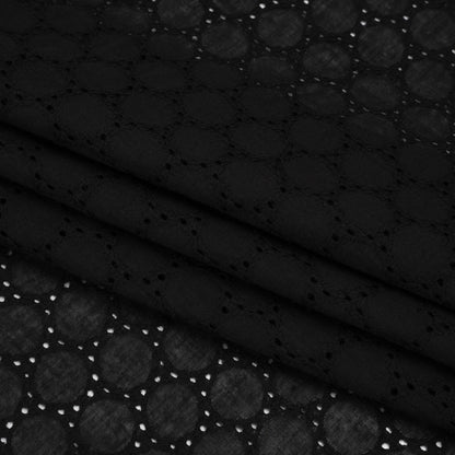 Embroidered Eyelet Cotton Voile - Black Circles of Circles - Naomi Collection