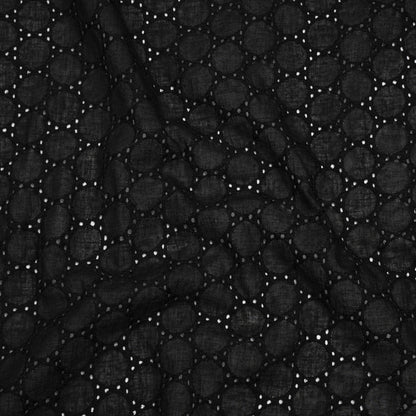 Embroidered Eyelet Cotton Voile - Black Circles of Circles - Naomi Collection