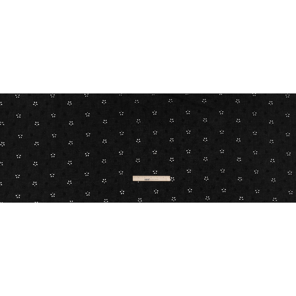 Embroidered Eyelet Cotton Voile - Black Floating Flowers - Naomi Collection - Full