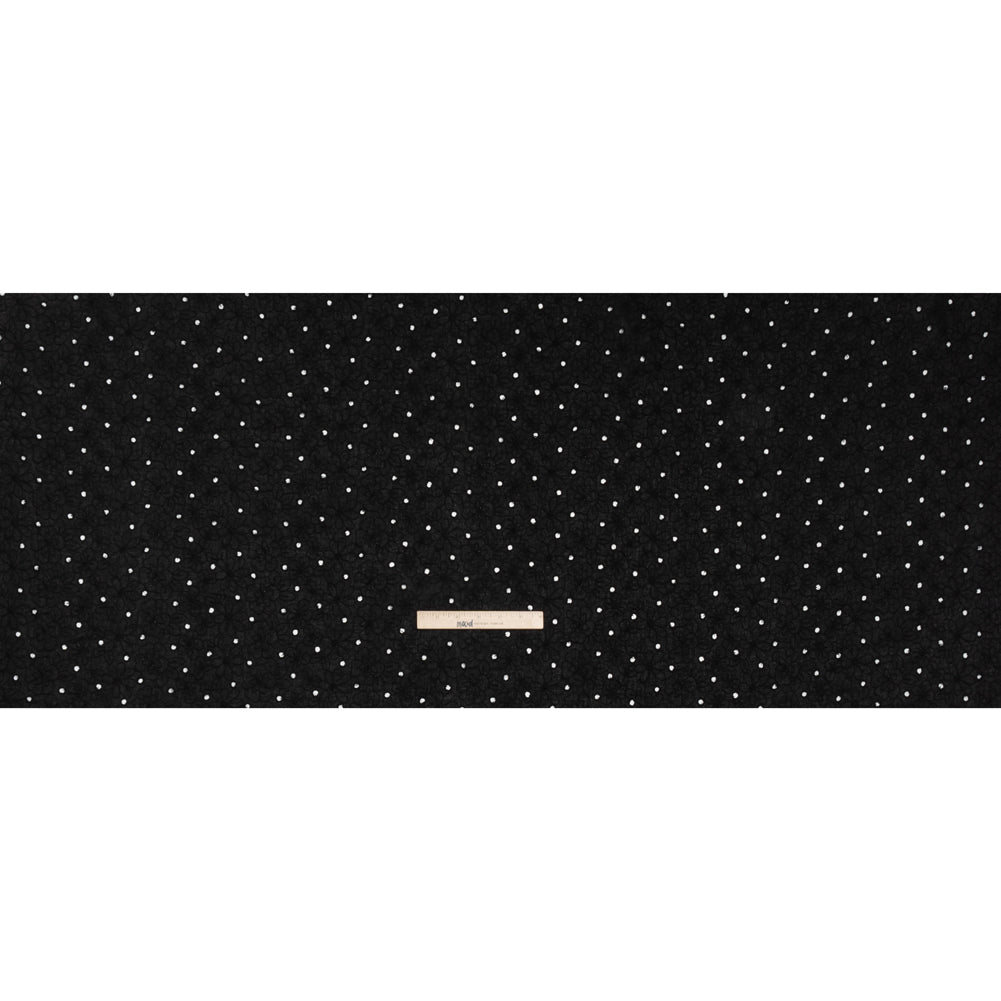 Embroidered Eyelet Cotton Voile - Black Field of Flowers - Naomi Collection - Full