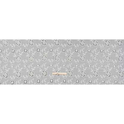 Embroidered Eyelet Cotton Voile - White Big Flowering Vines - Naomi Collection